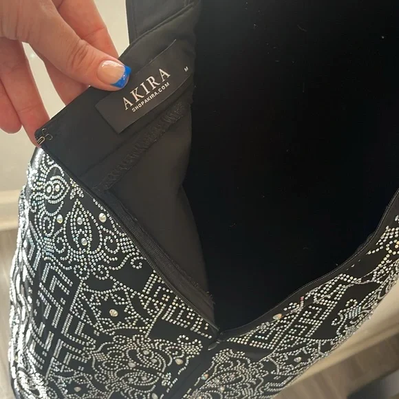 Akira Rhinestone low plunge halter dress. - Picture 9 of 9